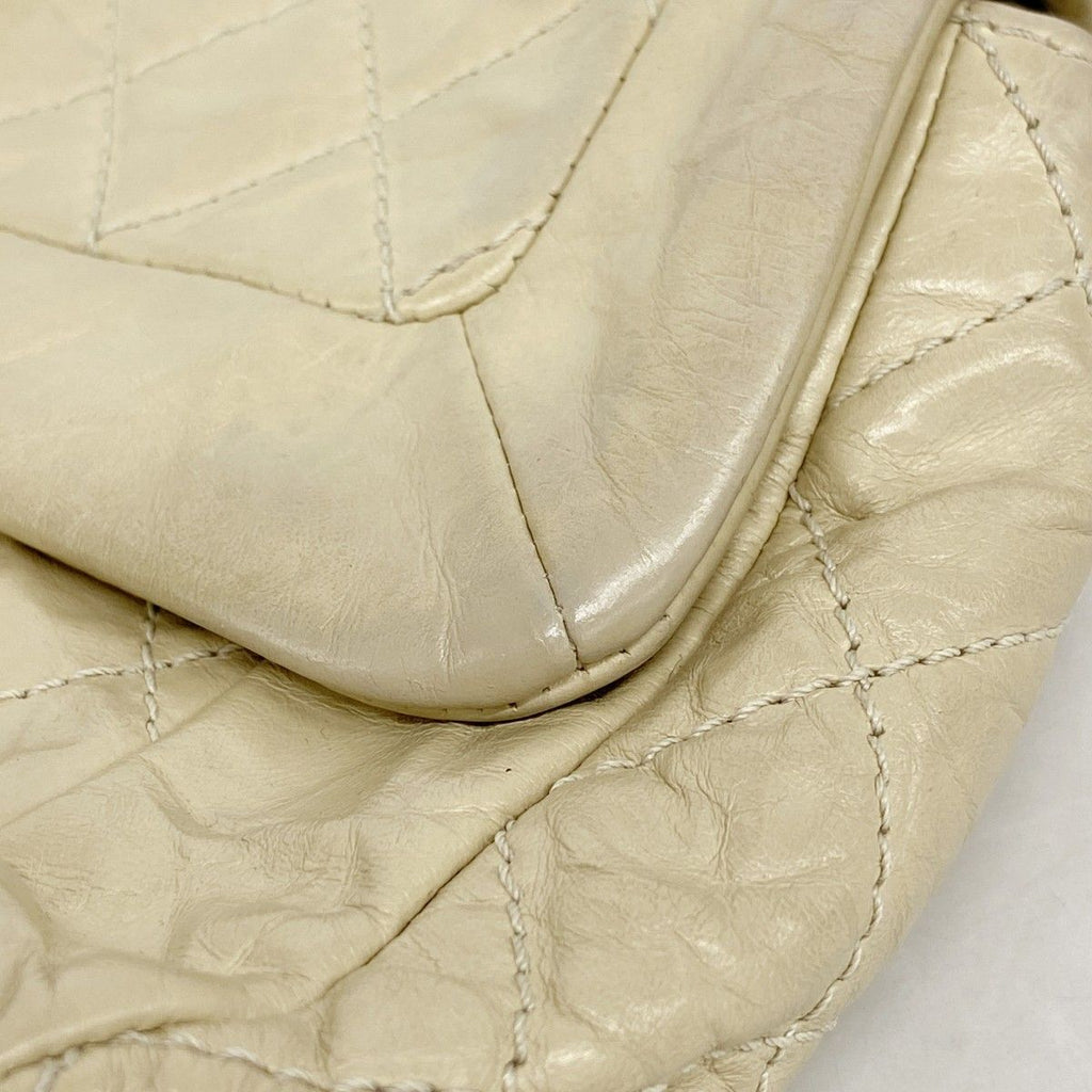 Chanel Shoulder Bag Quilted Calfskin Beige Silver — view 8