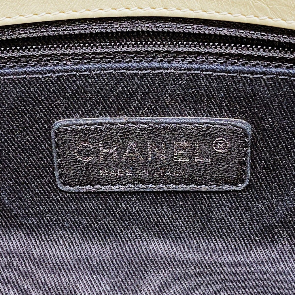 Chanel Shoulder Bag Quilted Calfskin Beige Silver — view 5