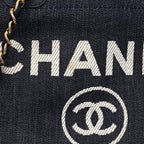 Chanel Chain Tote Deauville Denim Blue Gold — view 6