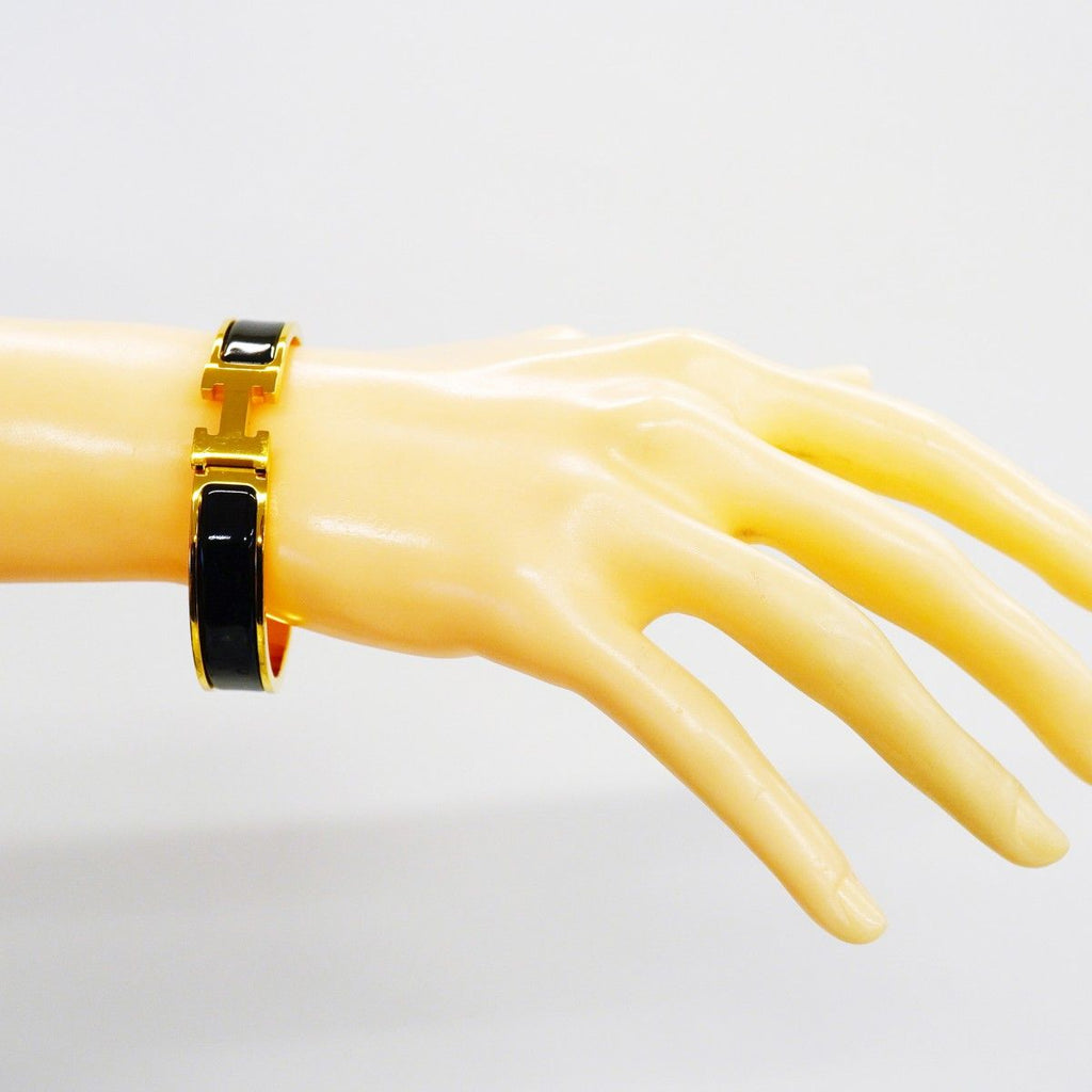 Hermes Bangle Clic Clac PM Gold Plated Blackcles Di Bracelet — view 6