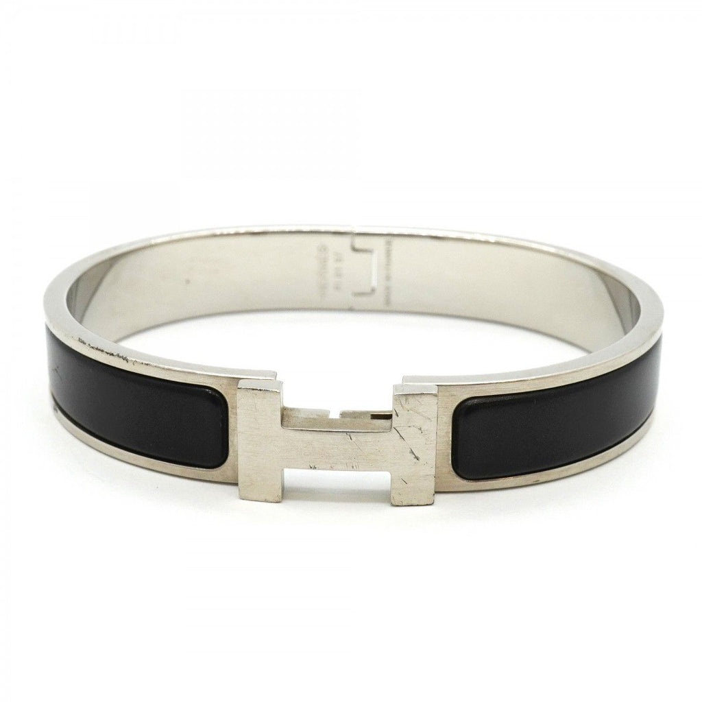 Hermes Bangle Clic Clac PM Metal Silver Black Bracelet — view 4