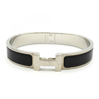 Hermes Bangle Clic Clac PM Metal Silver Black Bracelet — view 4