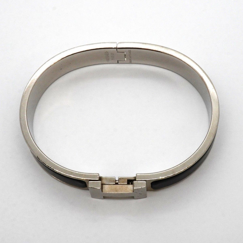 Hermes Bangle Clic Clac PM Metal Silver Black Bracelet — view 3