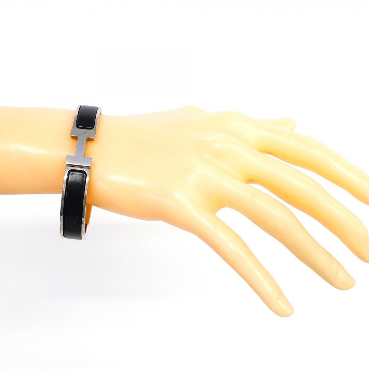 Hermes Bangle Clic Clac PM Metal Silver Black Bracelet — view 6