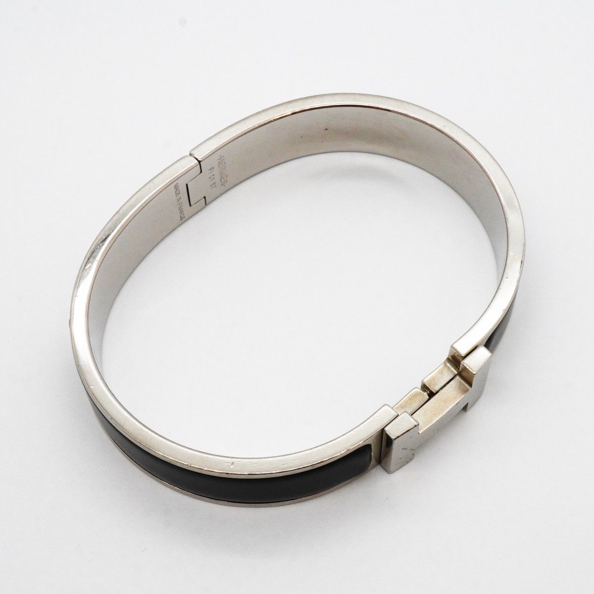 Hermes Bangle Clic Clac PM Metal Silver Black Bracelet — view 2