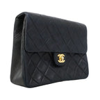 Chanel Shoulder Bag Quilted Lambskin Black Gold — view 2