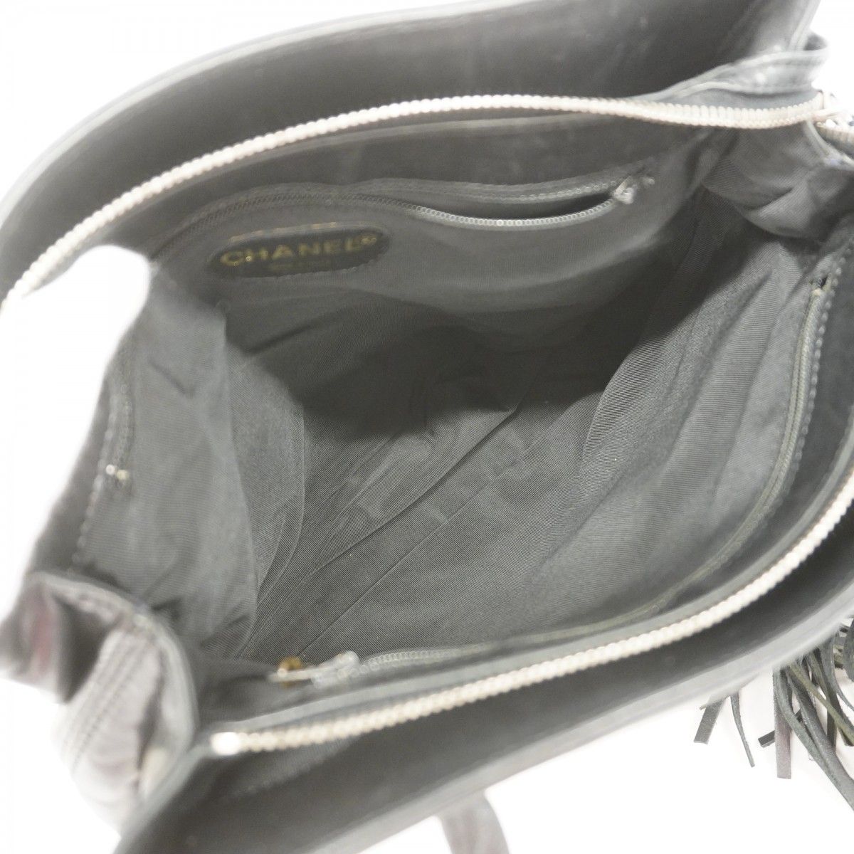 Chanel Tote Leather Black Silver — view 4