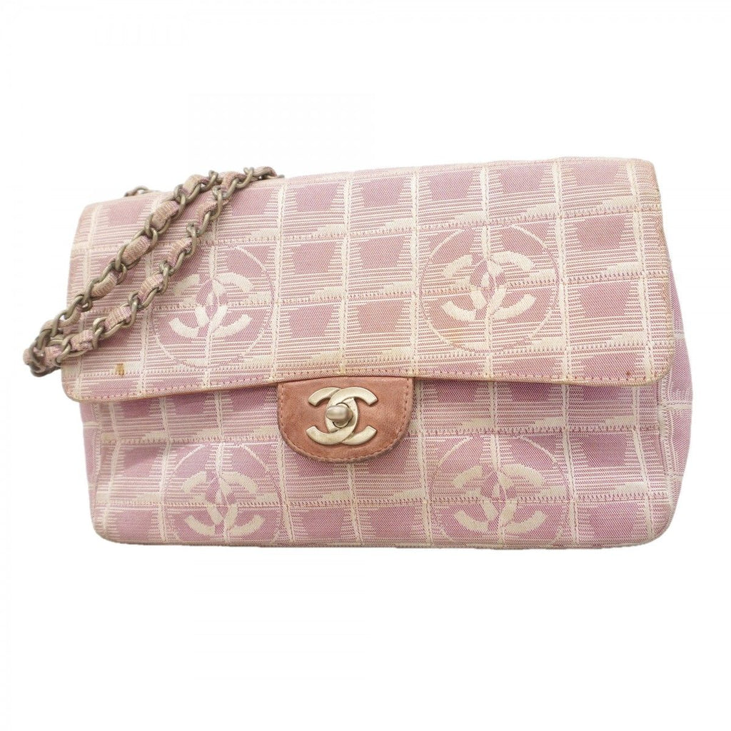 Chanel Shoulder Bag Nylon Pink Silver
