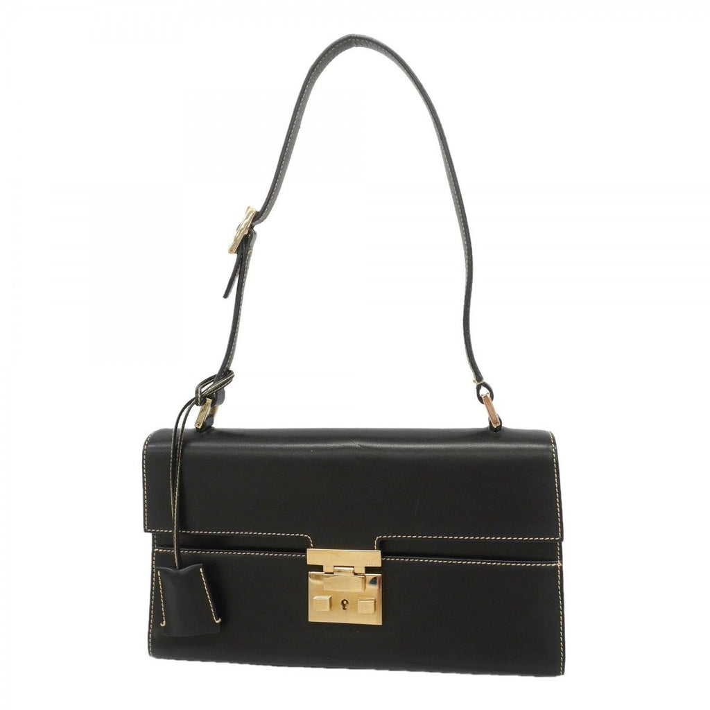 Gucci Shoulder Bag 001 Leather Black Chien Panning Gold