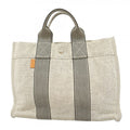 Hermes Tote Fourre Tout Canvas Gray Silver