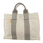 Hermes Tote Fourre Tout Canvas Gray Silver