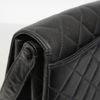 Chanel Shoulder Bag Quilted Caviar Leather Black Gold — view 7