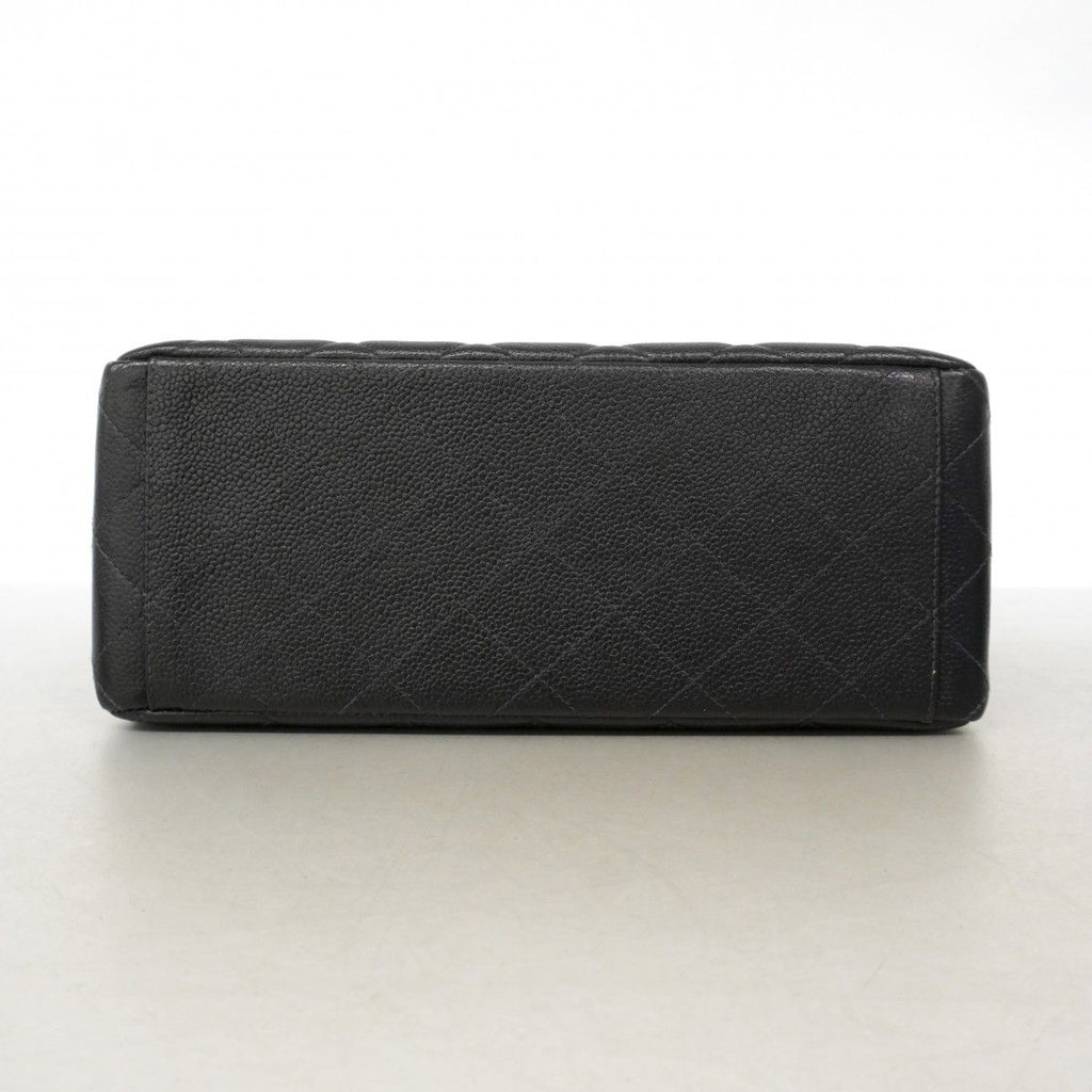 Chanel Shoulder Bag Quilted Caviar Leather Black Gold — view 3
