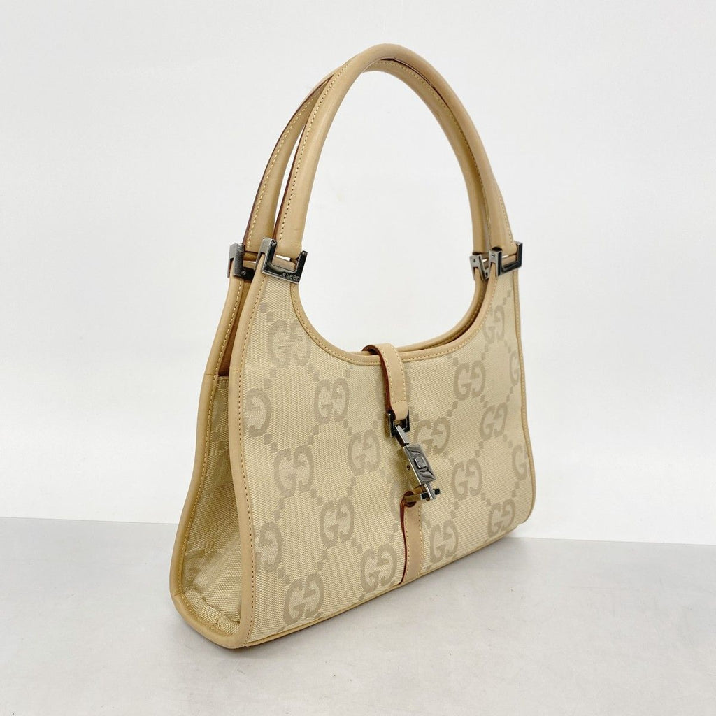 Gucci Handbag Jackie Jumbo GG 002 Canvas Lightbrown Silver — view 2