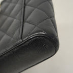 Chanel Shoulder Bag Quilted Caviar Leather Black Champagne Gold — view 6