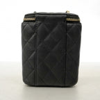 Chanel Shoulder Bag Quilted Caviar Leather Black Champagne Gold — view 8