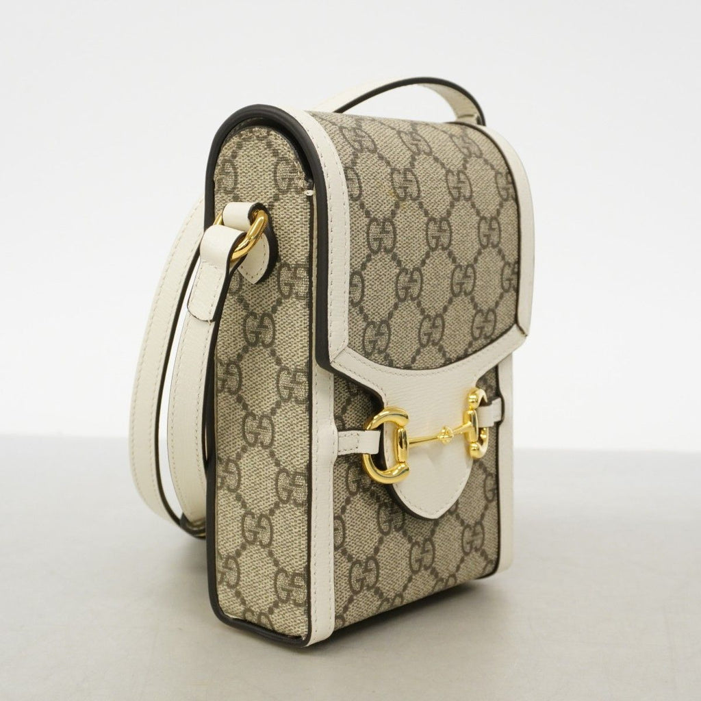 Gucci Shoulder Bag GG Supreme Brown White Gold — view 2