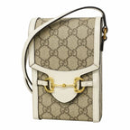 Gucci Shoulder Bag GG Supreme Brown White Gold
