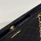 Chanel Shoulder Bag Quilted Cotton Black Gold — view 7