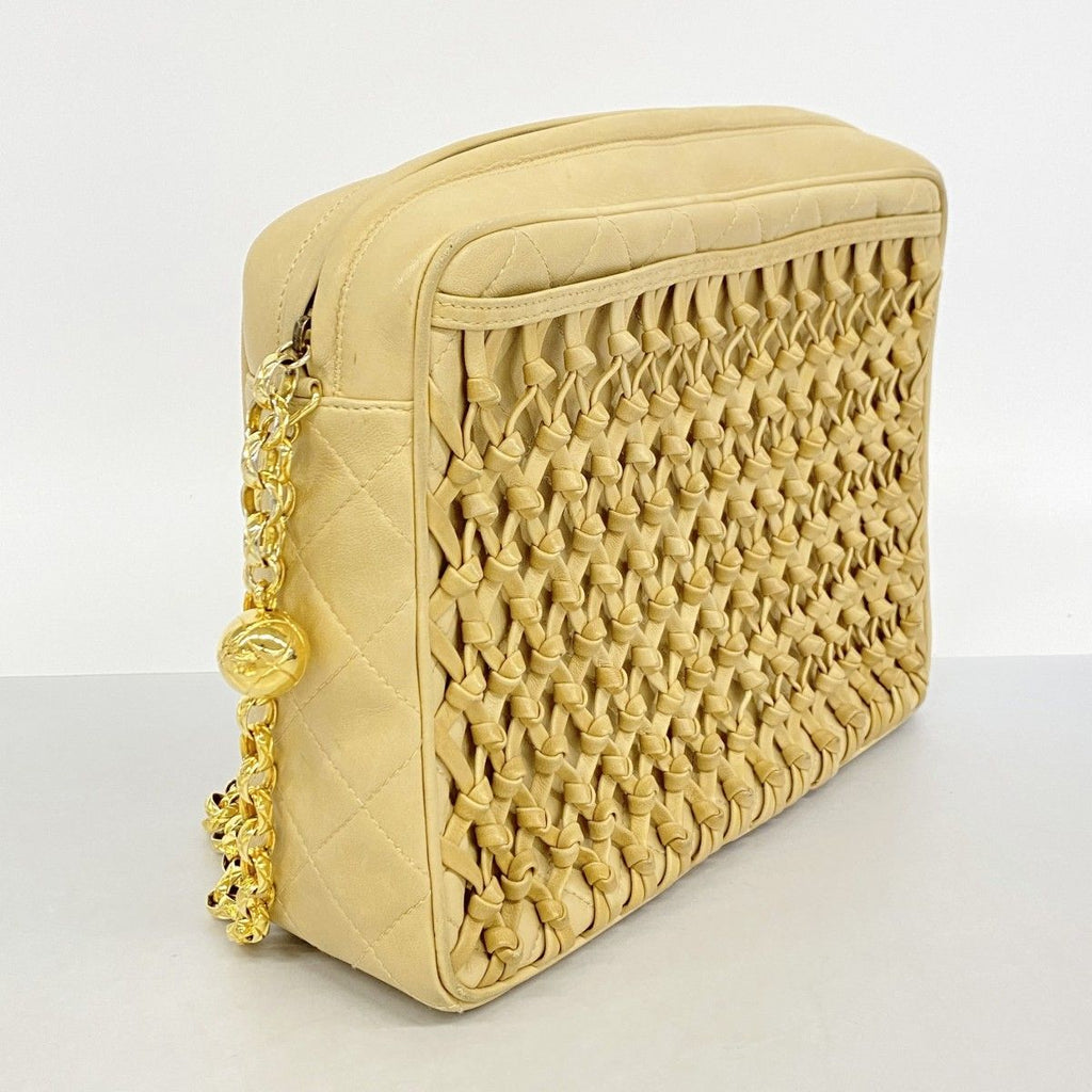 Chanel Shoulder Bag Quilted Lambskin Beige Gold — view 2