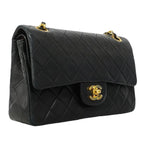 Chanel Shoulder Bag Quilted Lambskin Black Gold — view 2