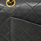 Chanel Shoulder Bag Quilted Lambskin Black Gold — view 8