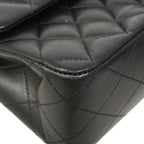 Chanel Shoulder Bag Quilted Lambskin Black Silver — view 7