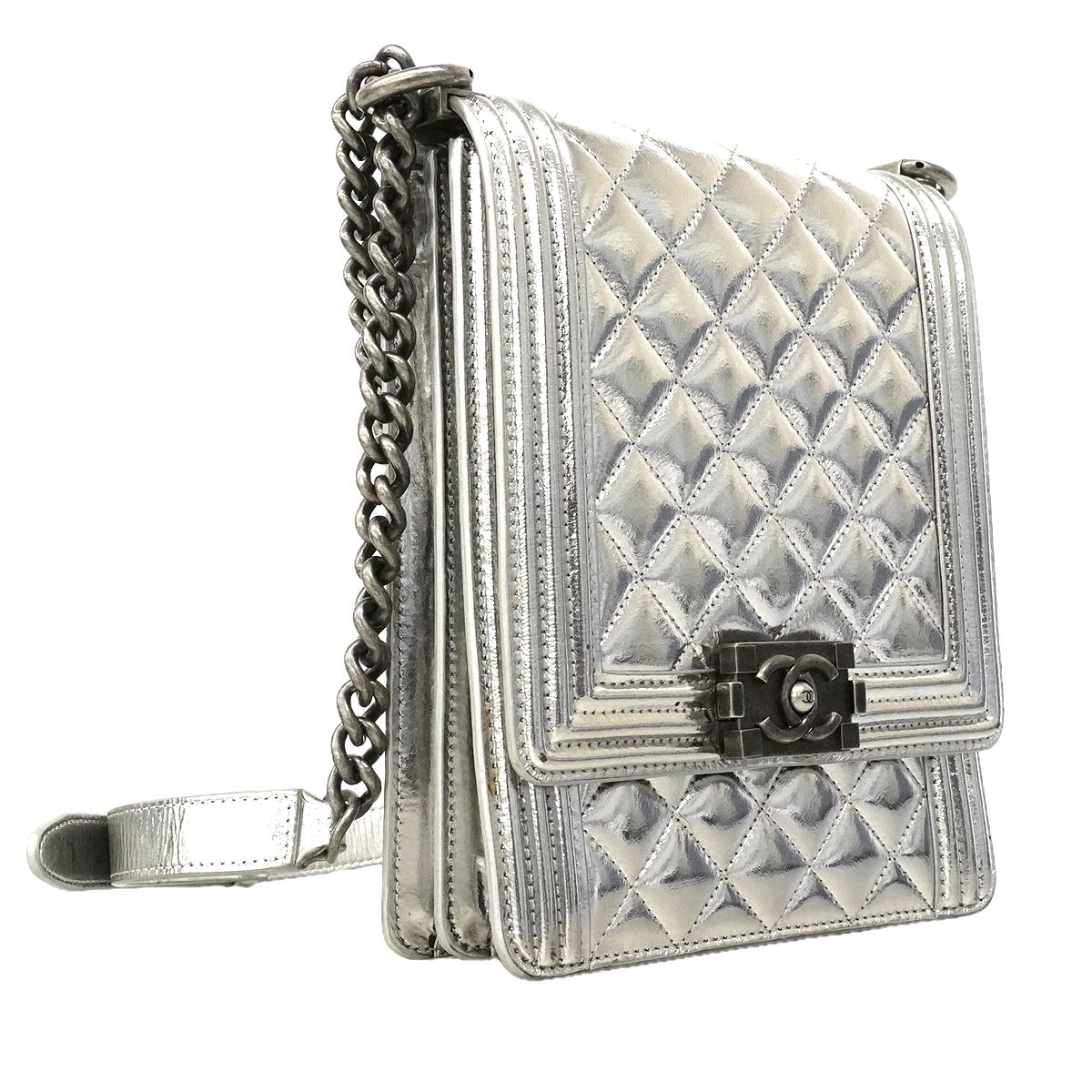 Chanel Shoulder Bag Boy Silver — view 2