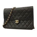 Chanel Shoulder Bag Quilted Lambskin Black Gold