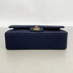 Chanel Shoulder Bag Quilted Navy Gold — view 3