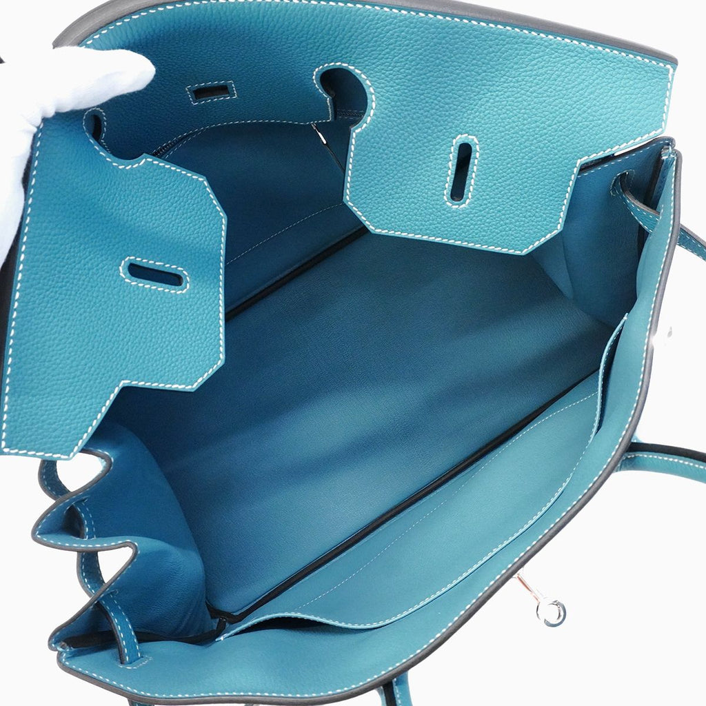 Hermes Handbag Birkin 40 Togo Blue Silver — view 4