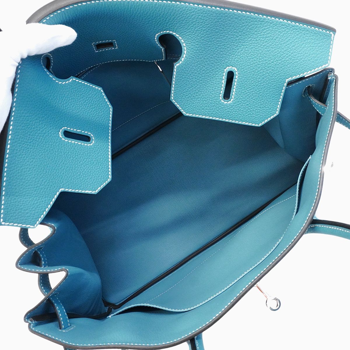 Hermes Handbag Birkin 40 Togo Blue Silver — view 4