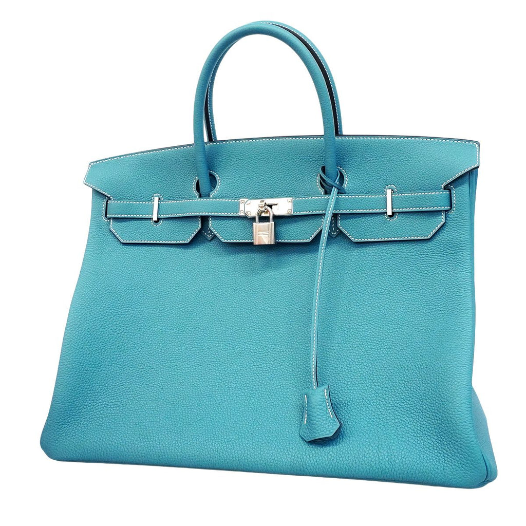 Hermes Handbag Birkin 40 Togo Blue Silver