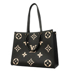 Louis Vuitton Tote Monogram Empreinte Bicolor On The Go MM Black Beige 2-Way