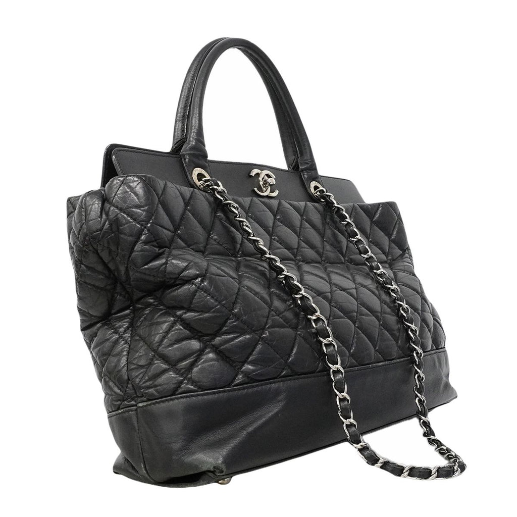 Chanel Handbag Quilted Leather Black Silver 2-Way — view 2