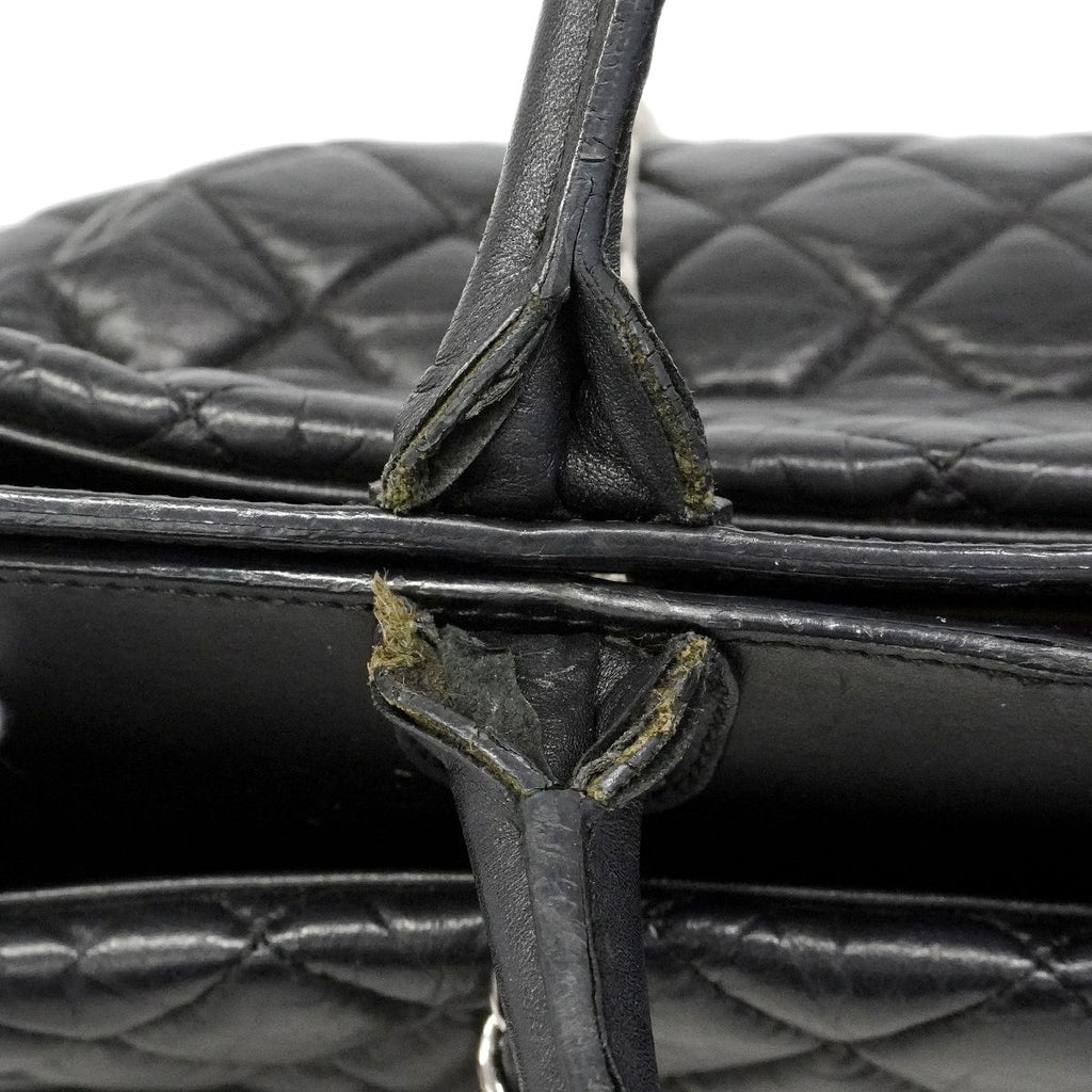 Chanel Handbag Quilted Leather Black Silver 2-Way — view 8