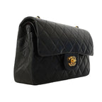 Chanel Shoulder Bag Quilted Lambskin Black Gold — view 2