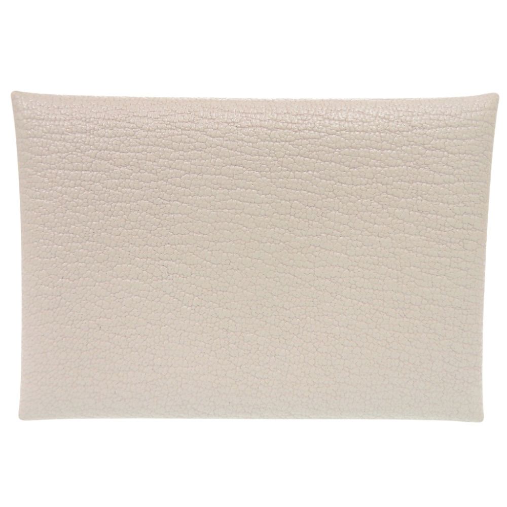 Hermes Calvi Duo Chevre Mushroom Card Case White — view 3
