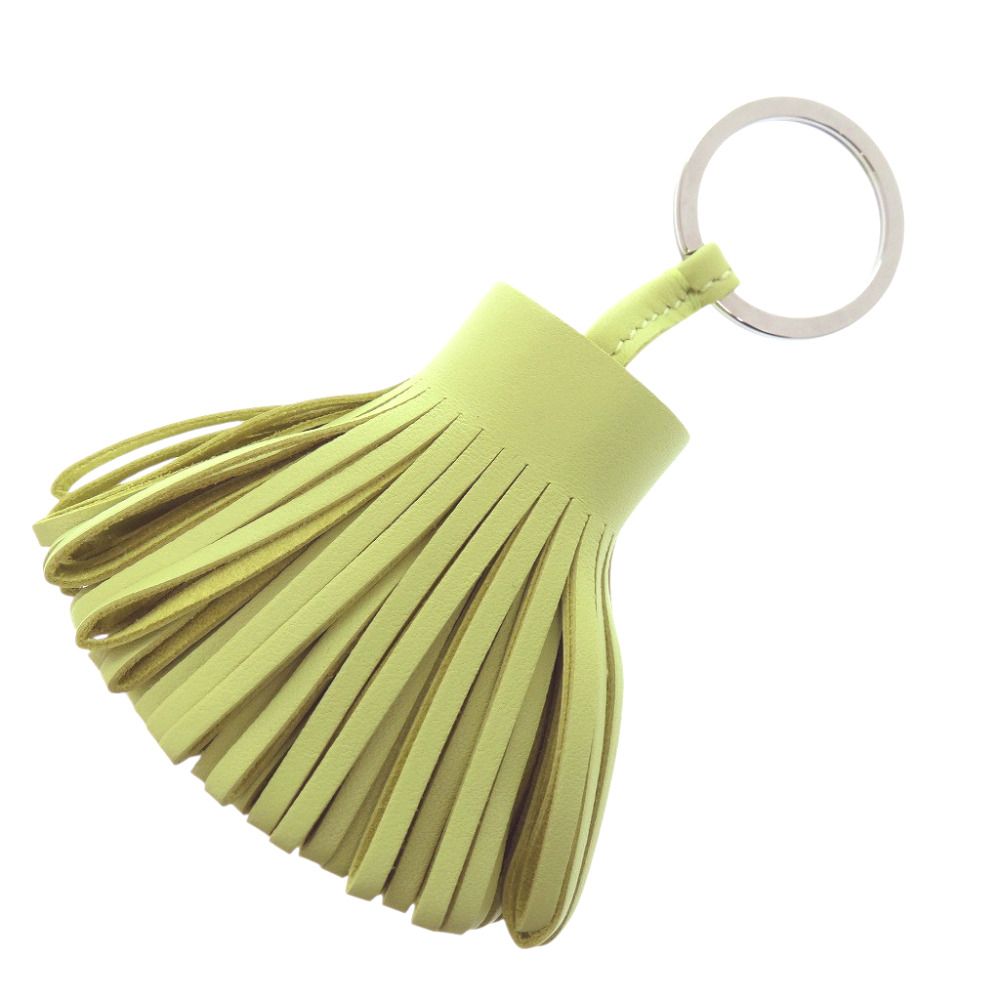 Hermes Carmen Agnomiro Jaune Bourjon Key Holder Bag Charm Fringe Green — view 2