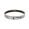 Hermes Enamel PM Metal Silver Blue Bangle Bracelet