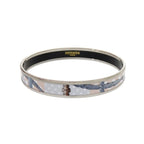 Hermes Enamel PM Metal Silver Blue Bangle Bracelet