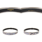 Hermes Enamel PM Metal Silver Blue Bangle Bracelet — view 3