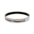 Hermes Enamel PM Metal Silver Blue Bangle Bracelet — view 2