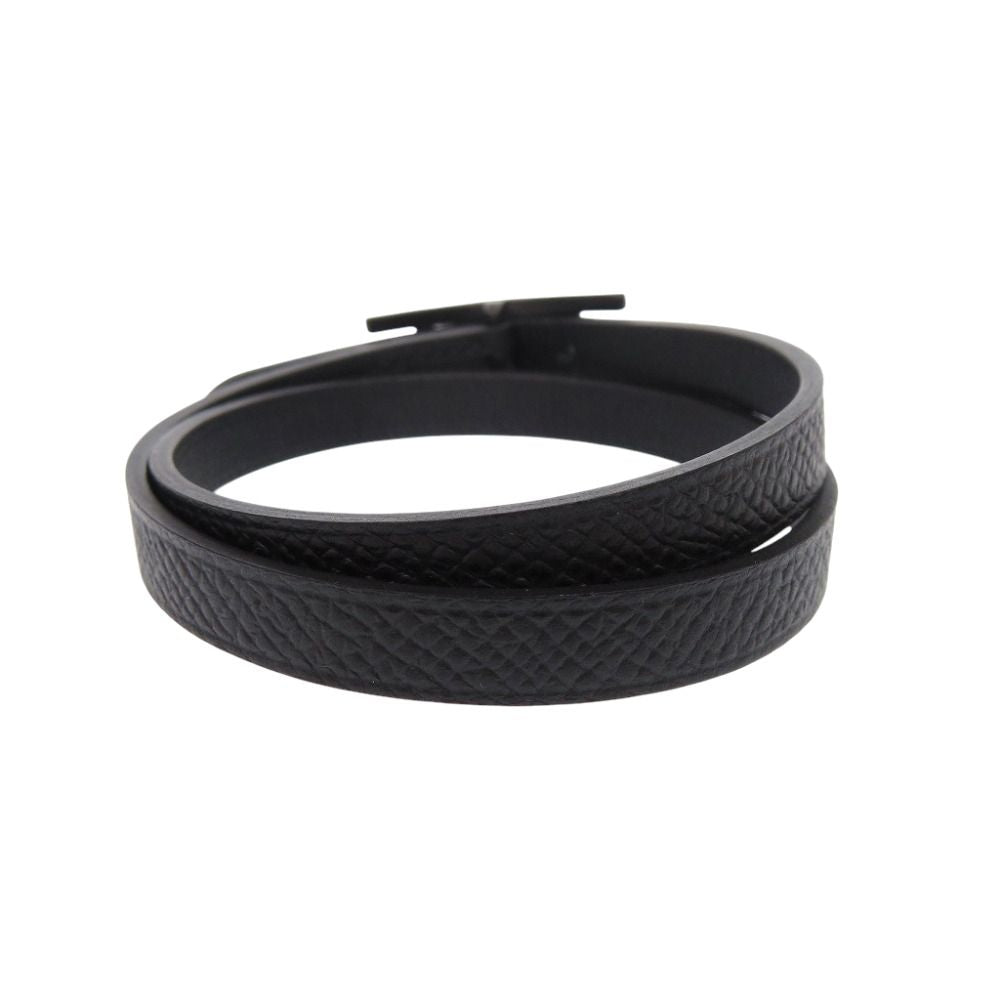 Hermes Behapi Double Tour Strand Veau Swift Black Monochrome Bracelet — view 3