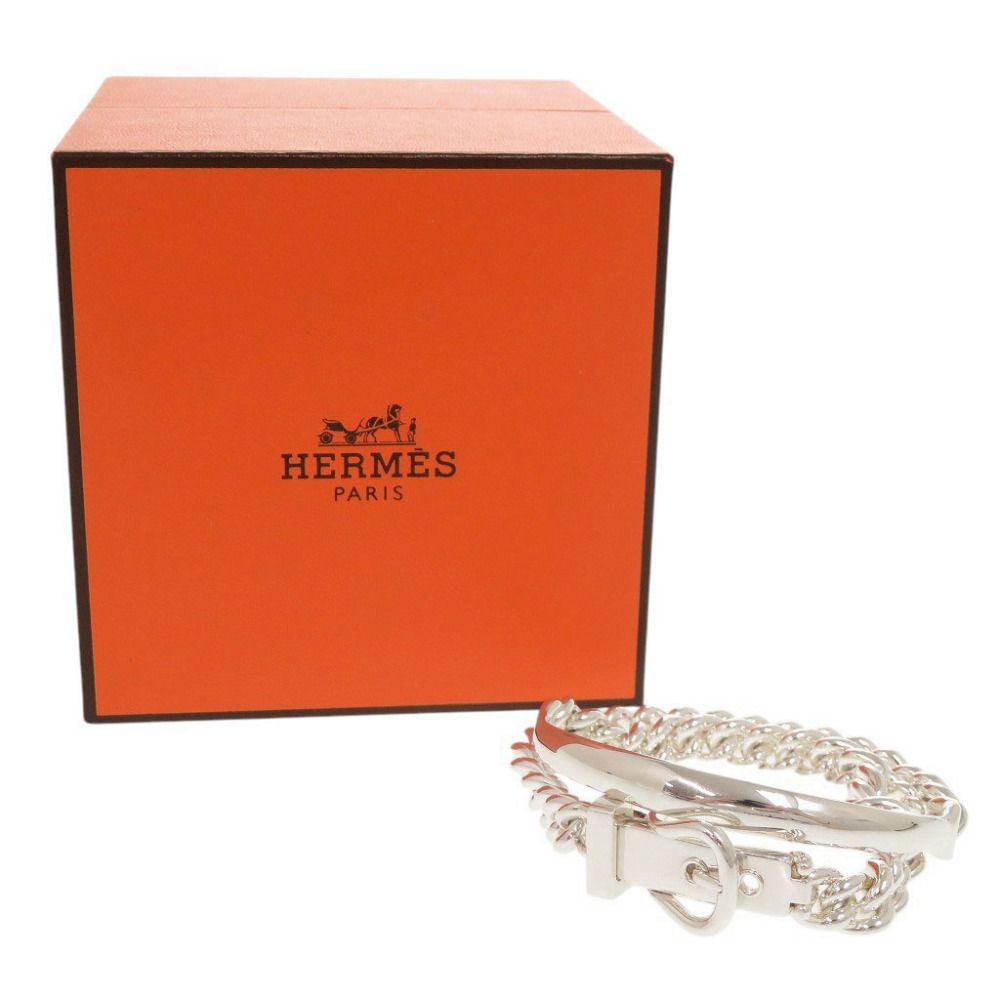 Hermes Book le Cellier Inflexible Double Tour 14 925 Sterling Silver Bracelet — view 2