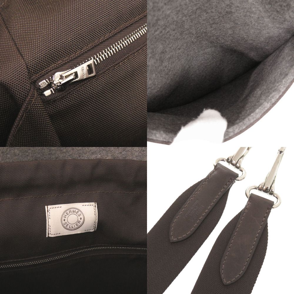 Hermes Sac de Panthere Je Groom Felt Grimoire Silver 2-Way Tote — view 9