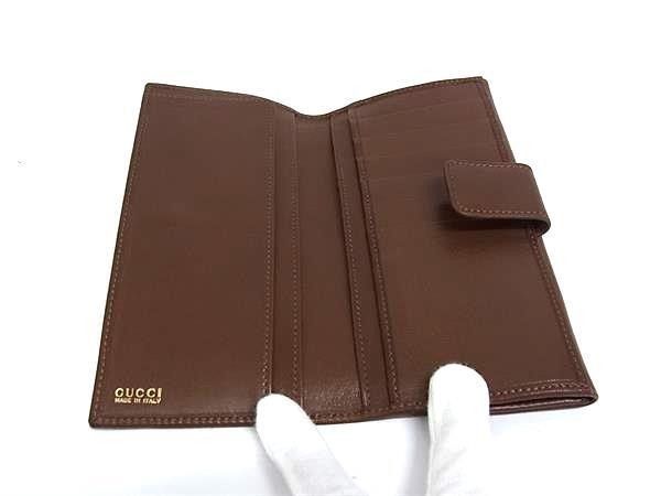Gucci Wallet Bamboo Flap 035 0 Brown Leather Hook Bifold Vintage Gold — view 3