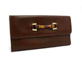Gucci Wallet Bamboo Flap 035 0 Brown Leather Hook Bifold Vintage Gold