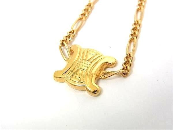 Celine Necklace Triomphe Gold Metal Vintage — view 2