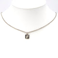 Fendi FF Logo Necklace 51 57 Black Color Enamel Palladium Polished Brass
